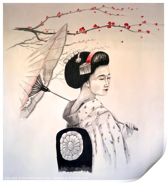 Geisha art Print by Raymond Evans