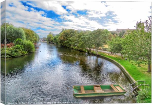 Serene Punting on the River Avon Canvas Print by Beryl Curran