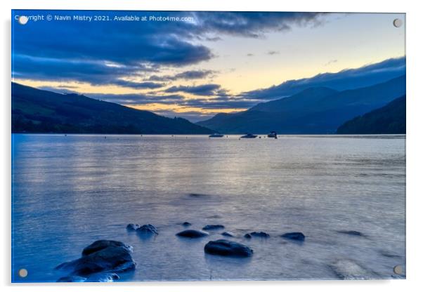 Dusk on Loch Tay at Kenmore Perthshire Acrylic by Navin Mistry