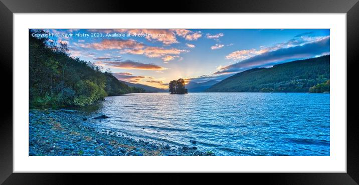 A beautiful sunset on Loch Tay at Kenmore Perthshire.  Framed Mounted Print by Navin Mistry