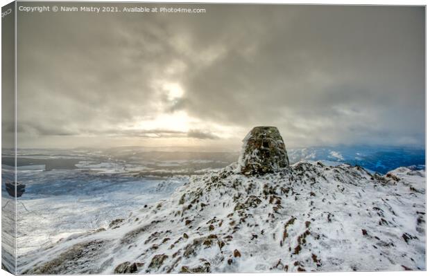 The summit of Ben Vrackie in Winter Canvas Print by Navin Mistry