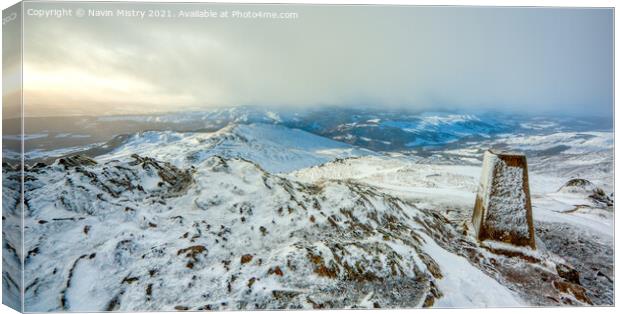 The summit of Ben Vrackie in Winter  Canvas Print by Navin Mistry