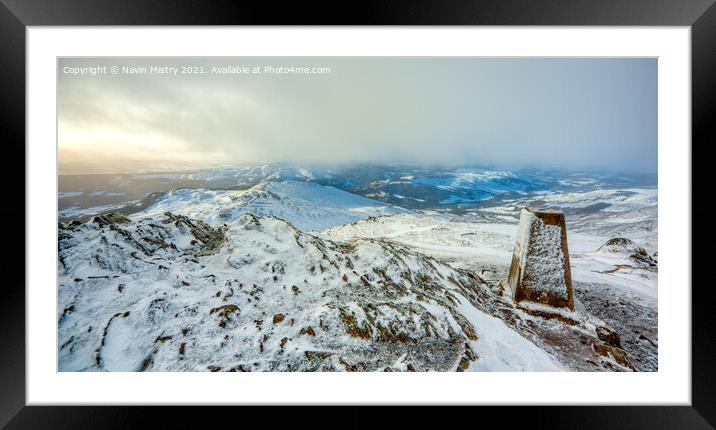 The summit of Ben Vrackie in Winter  Framed Mounted Print by Navin Mistry