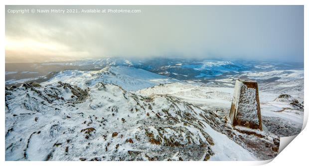 The summit of Ben Vrackie in Winter  Print by Navin Mistry