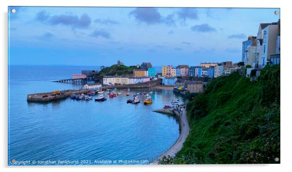 Tenby Harbour Sunset Acrylic by Jonathan Pankhurst