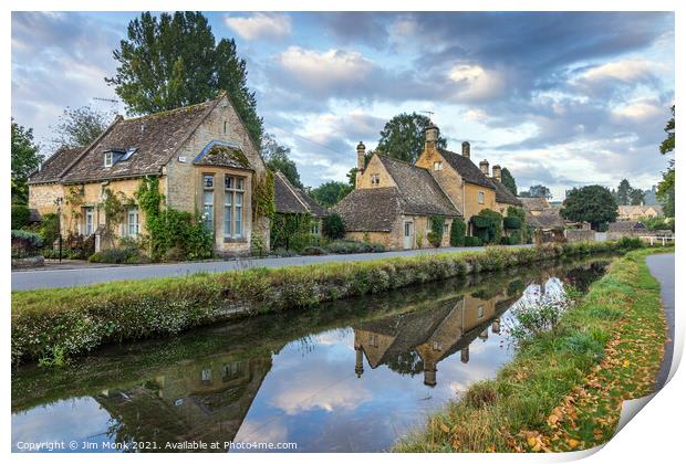  Reflections at Lower Slaughter, Cotswolds Print by Jim Monk