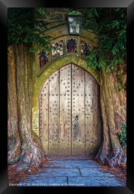 Doorway to St Edward's Church, Stow-on-the-Wold Framed Print by Jim Monk