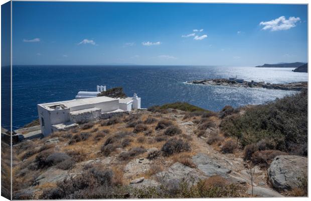 Charalampos a Greek orthodox church ion Sifnos Greek Islands Canvas Print by Chris North