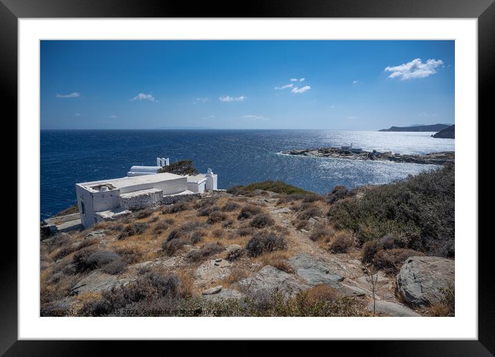 Charalampos a Greek orthodox church ion Sifnos Greek Islands Framed Mounted Print by Chris North