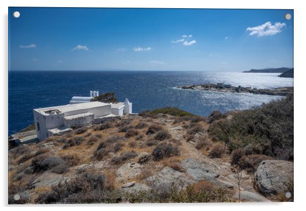Charalampos a Greek orthodox church ion Sifnos Greek Islands Acrylic by Chris North