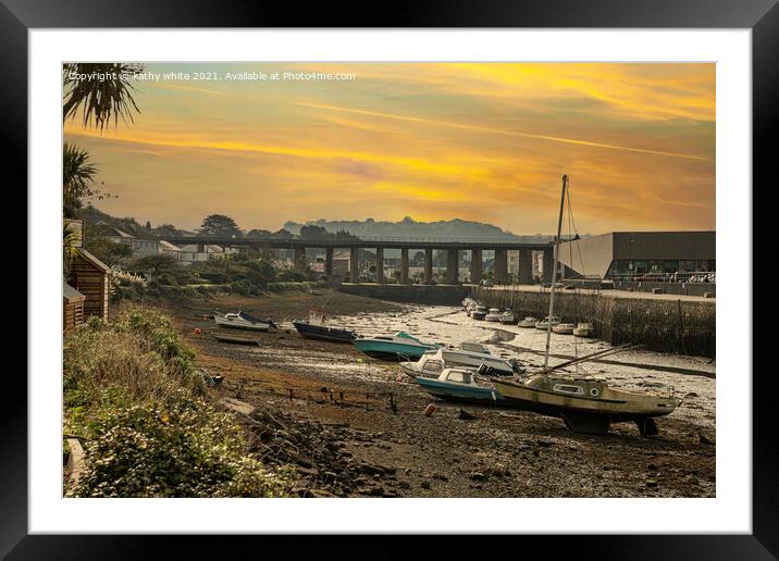 Hayle  Cornwall sunset  Framed Mounted Print by kathy white
