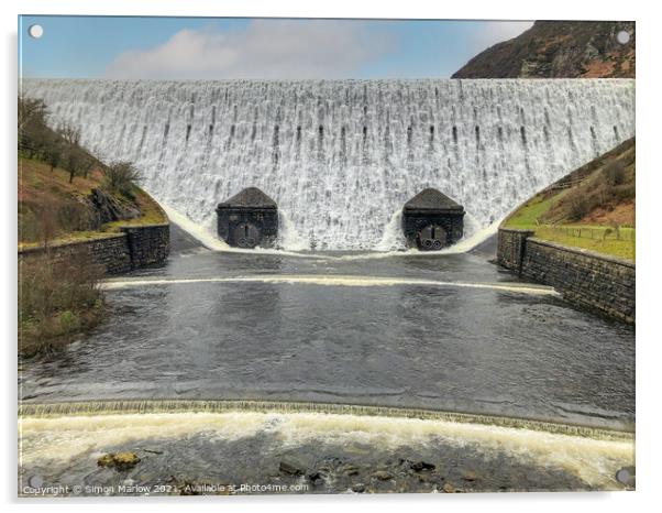 Cascading water in the Elan Valley, Powys, Wales Acrylic by Simon Marlow