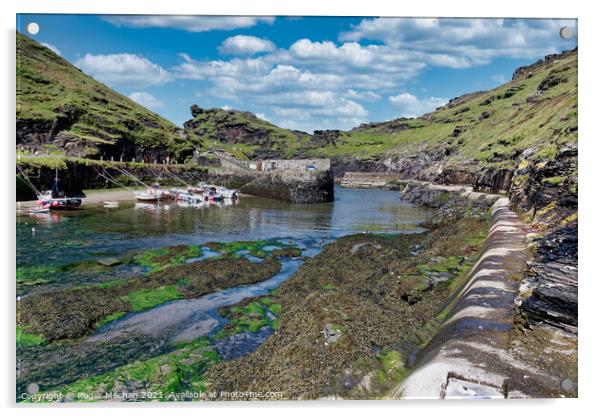 Tranquil Boscastle Harbour Acrylic by Roger Mechan
