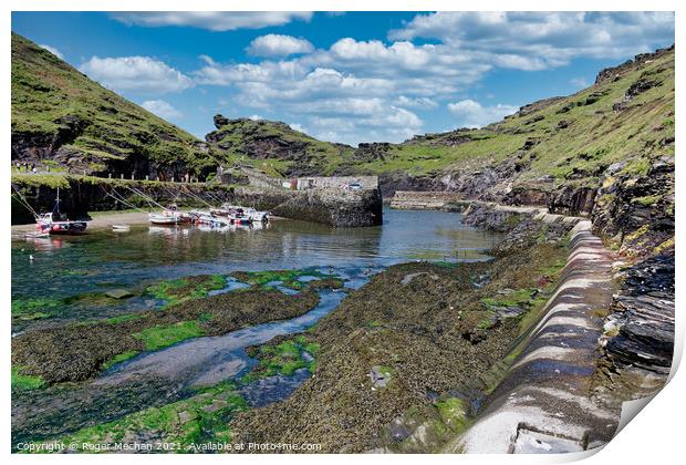 Tranquil Boscastle Harbour Print by Roger Mechan