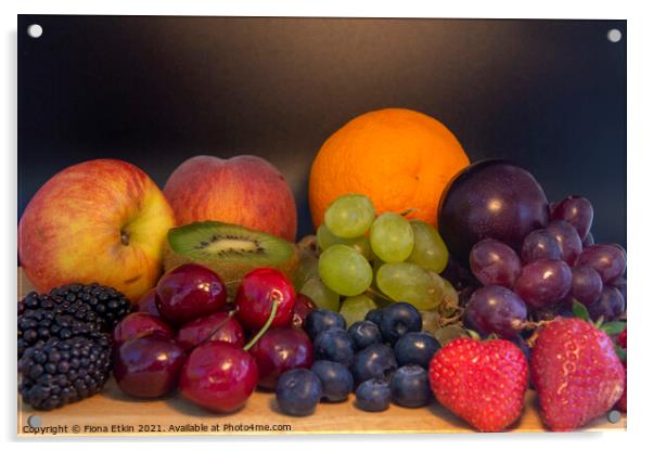 Still Life Fruit platter Acrylic by Fiona Etkin