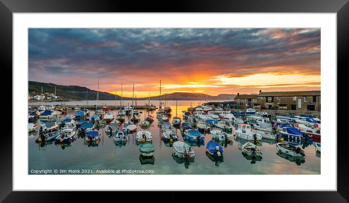  Sunrise at Lyme Regis Harbour Framed Mounted Print by Jim Monk