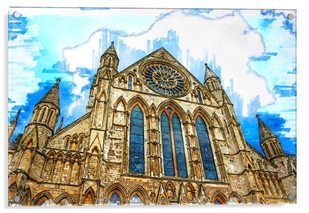 York Minster Sketch Acrylic by Picture Wizard