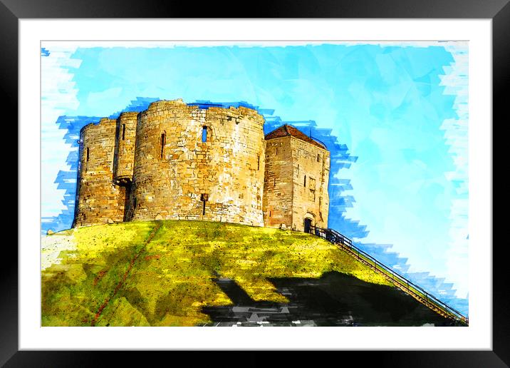 York Castle - Sketch Framed Mounted Print by Picture Wizard