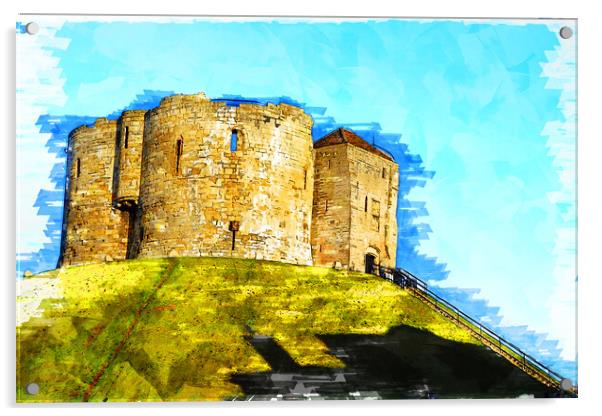 York Castle - Sketch Acrylic by Picture Wizard