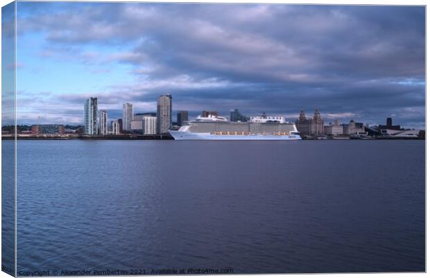 Anthen of the SEAS   On  Departure   From  Liverpool    Waterfront .   17/Oct/2021 Canvas Print by Alexander Pemberton