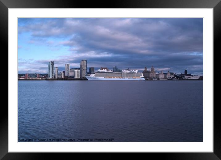 Anthen of the SEAS   On  Departure   From  Liverpool    Waterfront .   17/Oct/2021 Framed Mounted Print by Alexander Pemberton