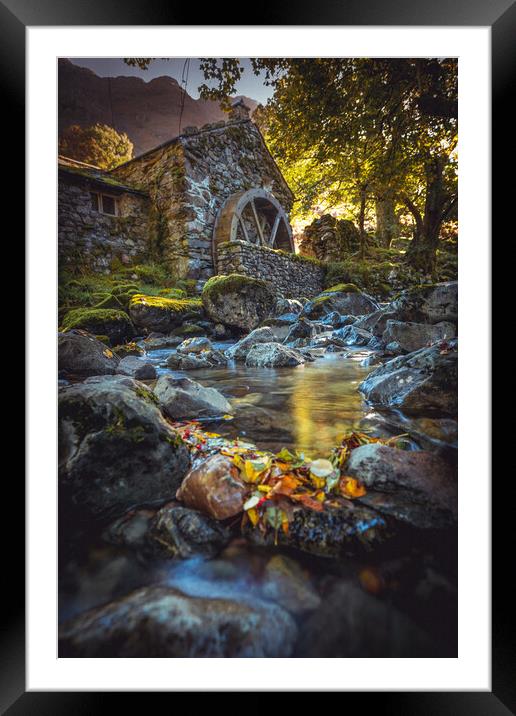 A large waterfall next to a rock wall Framed Mounted Print by Jonny Gios