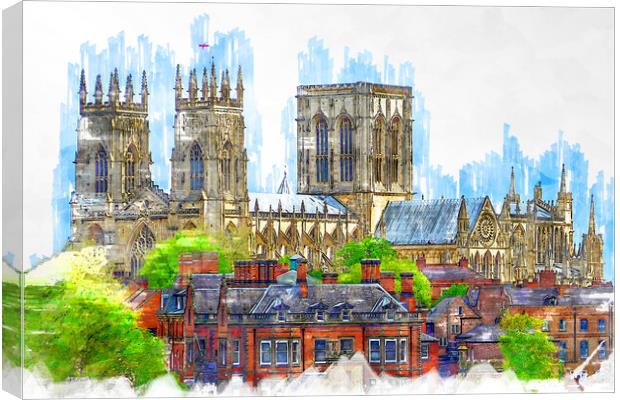 York Minster - Sketch Canvas Print by Picture Wizard