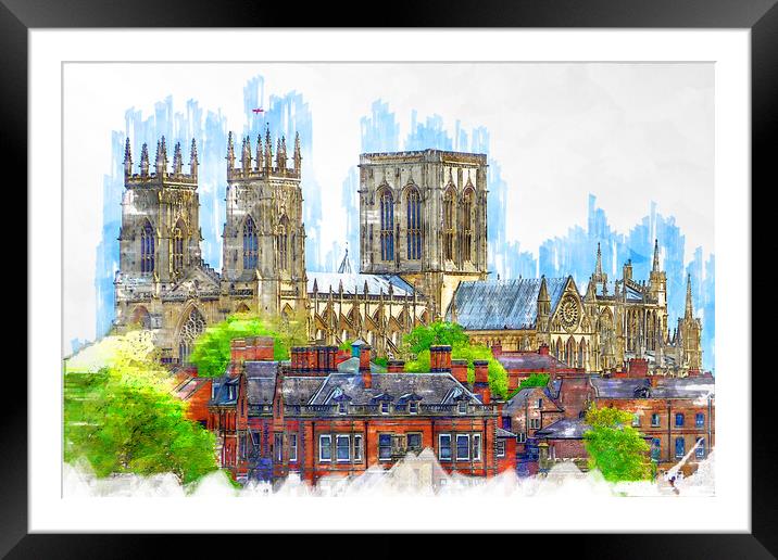 York Minster - Sketch Framed Mounted Print by Picture Wizard