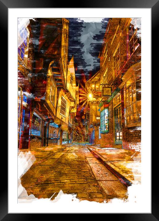 York Shambles - Sketch Framed Mounted Print by Picture Wizard