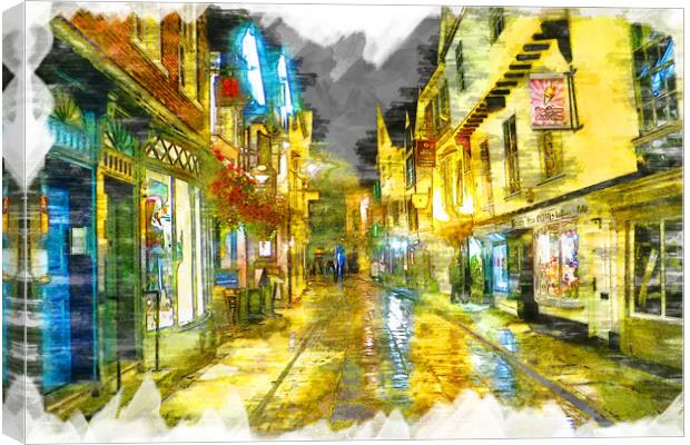 York Cobbled Streets - Sketch Canvas Print by Picture Wizard