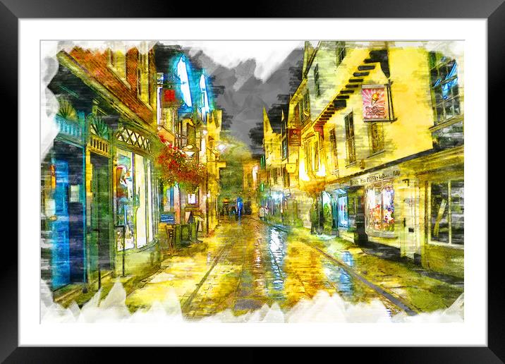 York Cobbled Streets - Sketch Framed Mounted Print by Picture Wizard