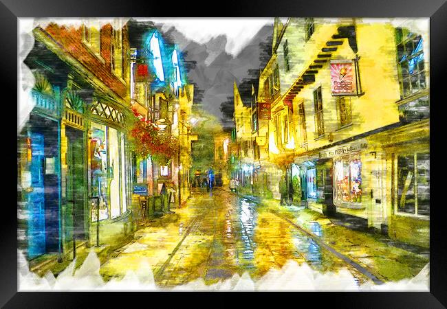 York Cobbled Streets - Sketch Framed Print by Picture Wizard