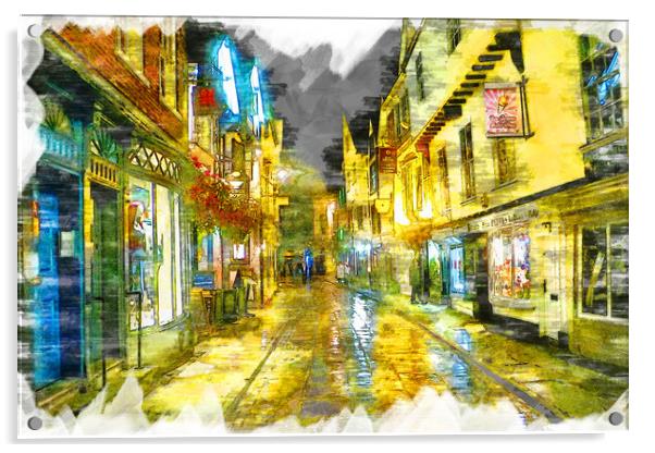 York Cobbled Streets - Sketch Acrylic by Picture Wizard