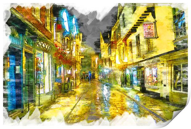 York Cobbled Streets - Sketch Print by Picture Wizard