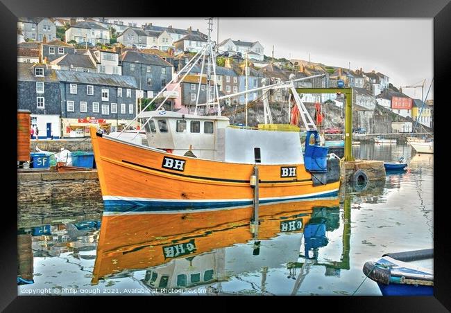 Boat in Cornish Harbour Framed Print by Philip Gough
