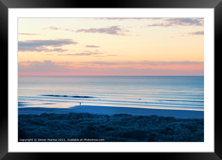 Majestic Sunset at Bamburgh Beach Framed Mounted Print by Simon Marlow