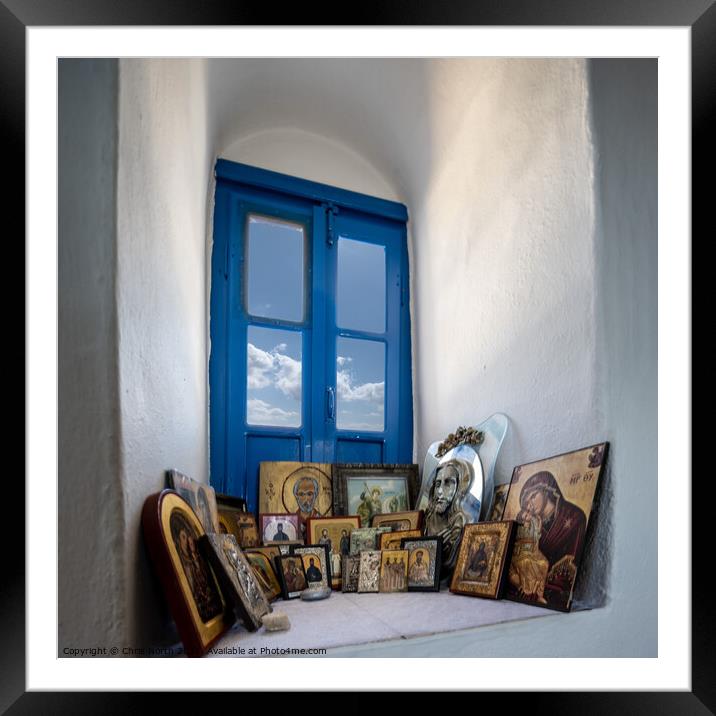 Religious icons in Saint Georges church, Platis Gialos, Sifnos. Framed Mounted Print by Chris North