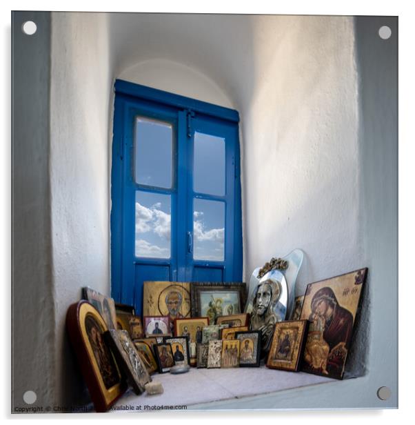 Religious icons in Saint Georges church, Platis Gialos, Sifnos. Acrylic by Chris North