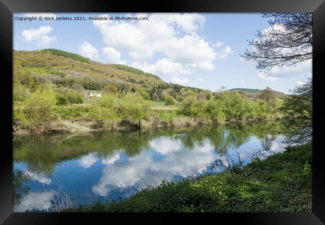 The River Wye with cloud reflection near Bigsweir  Framed Print by Nick Jenkins