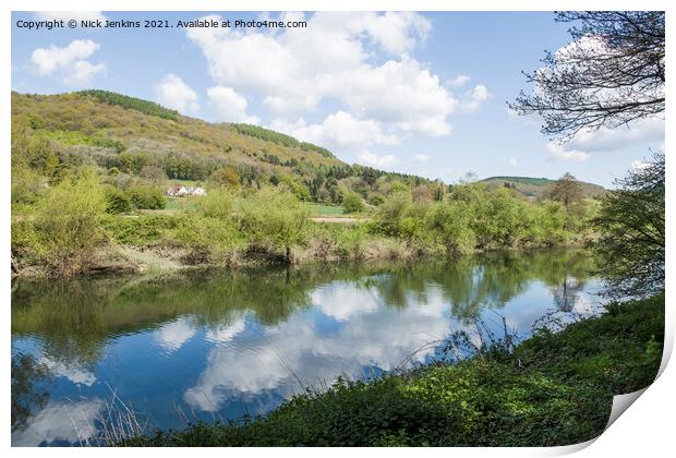 The River Wye with cloud reflection near Bigsweir  Print by Nick Jenkins