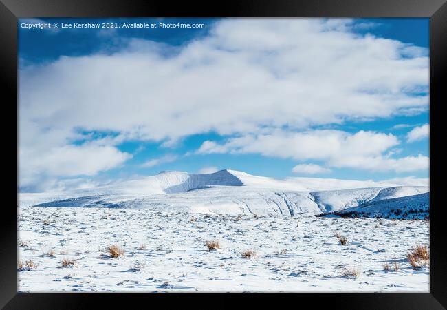 Snow-Covered Peaks: Brecon's Wintry Majesty Framed Print by Lee Kershaw
