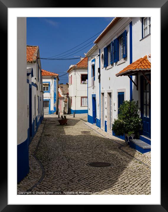 Charming Ericeira Backstreet Framed Mounted Print by Dudley Wood