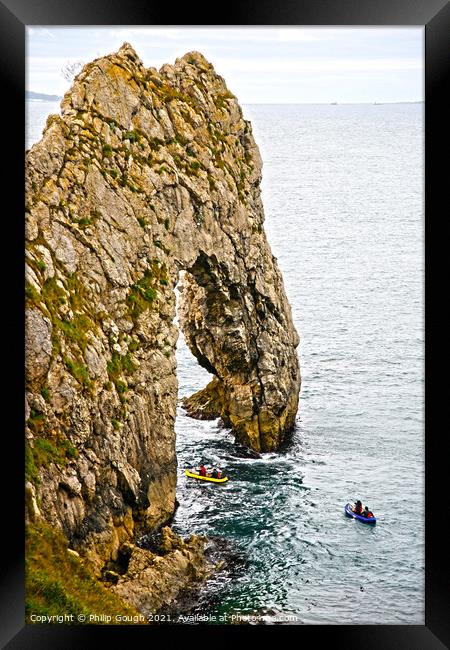 Durdle door fun Framed Print by Philip Gough