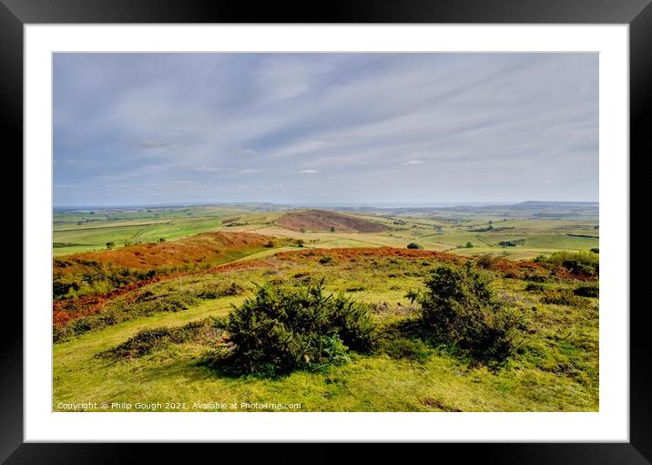 A view of Dorset from Mangertons Hardys Monument. Framed Mounted Print by Philip Gough