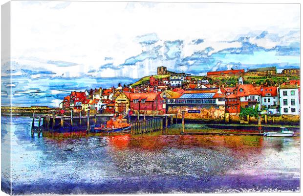 Whitby Harbour Sketch Canvas Print by Picture Wizard