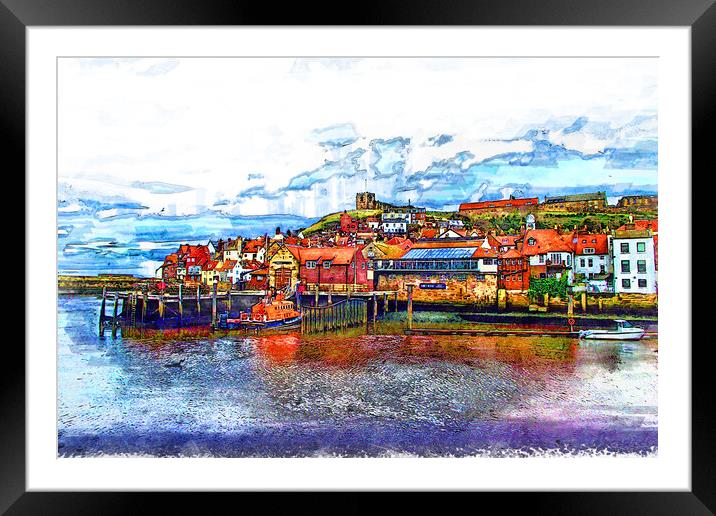Whitby Harbour Sketch Framed Mounted Print by Picture Wizard