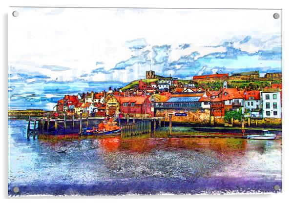 Whitby Harbour Sketch Acrylic by Picture Wizard