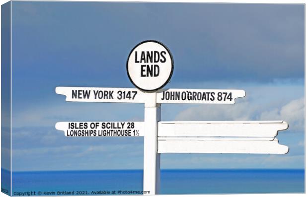 Lands end signpost cornwall Canvas Print by Kevin Britland