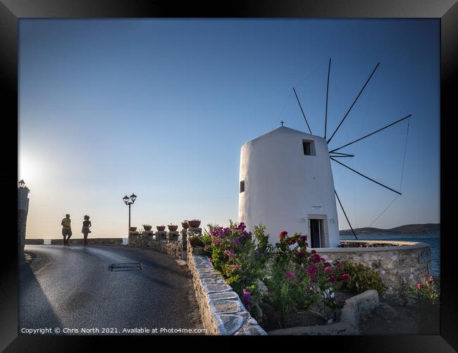Parikia windmill, Paros Greek Islands. Framed Print by Chris North
