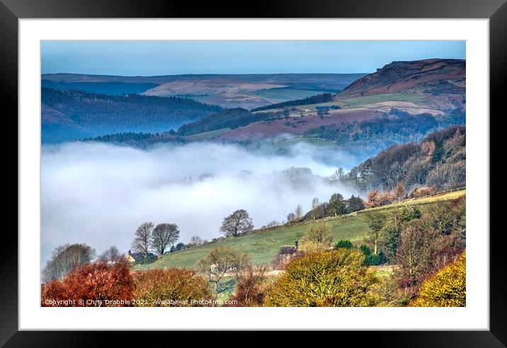Mist inversion in the Derwent Valley Framed Mounted Print by Chris Drabble